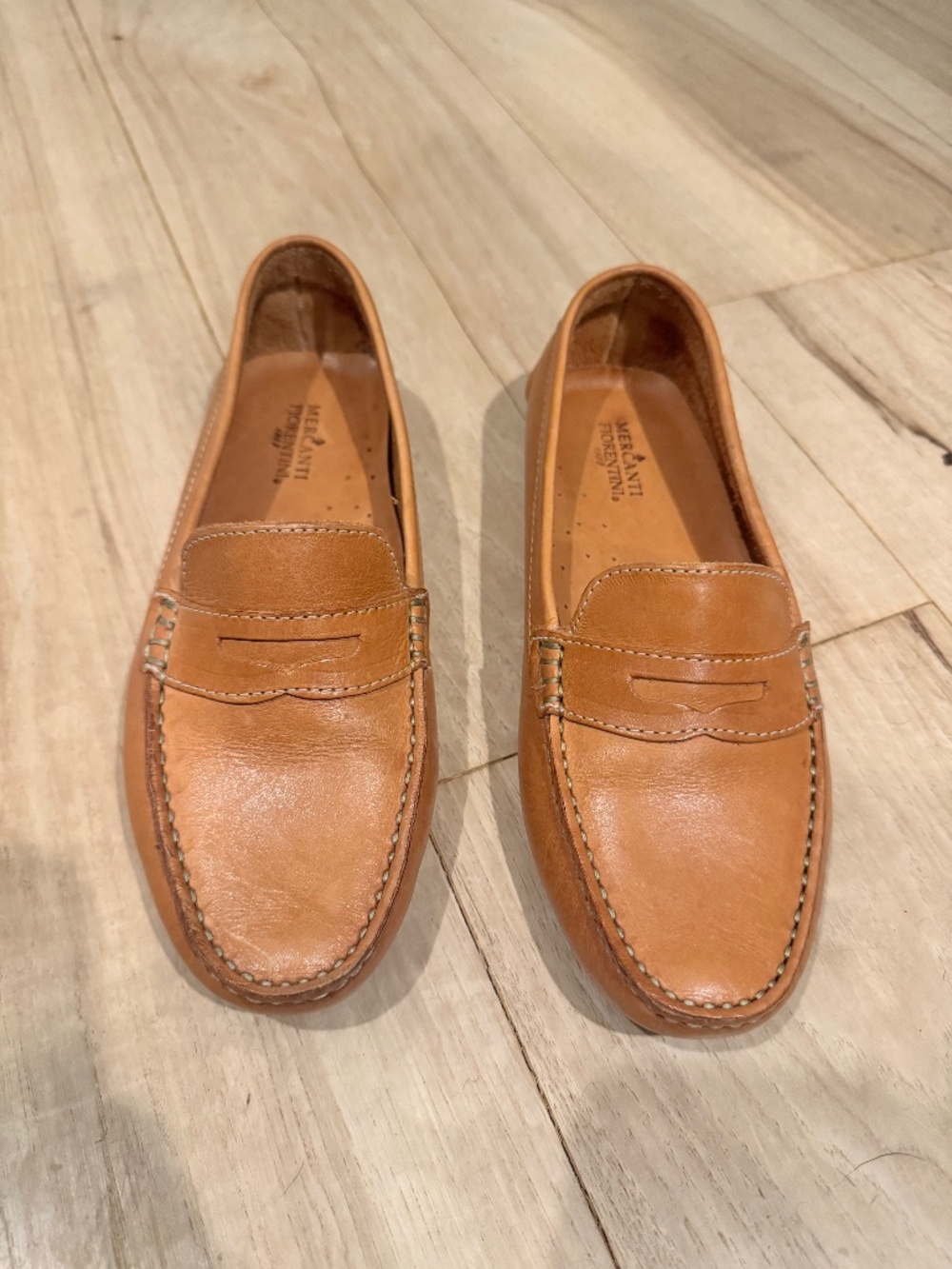 Mercanti Florentini 8M Penny Keeper Moccasin Loafer Tan Leather